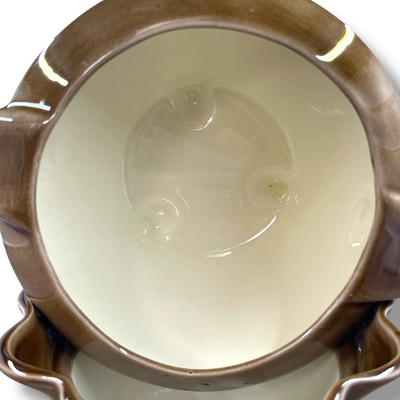 African Violet Self Watering Planter Pot w/ Holes Brown Glaze 2 Pieces Unused - Picture 10 of 10